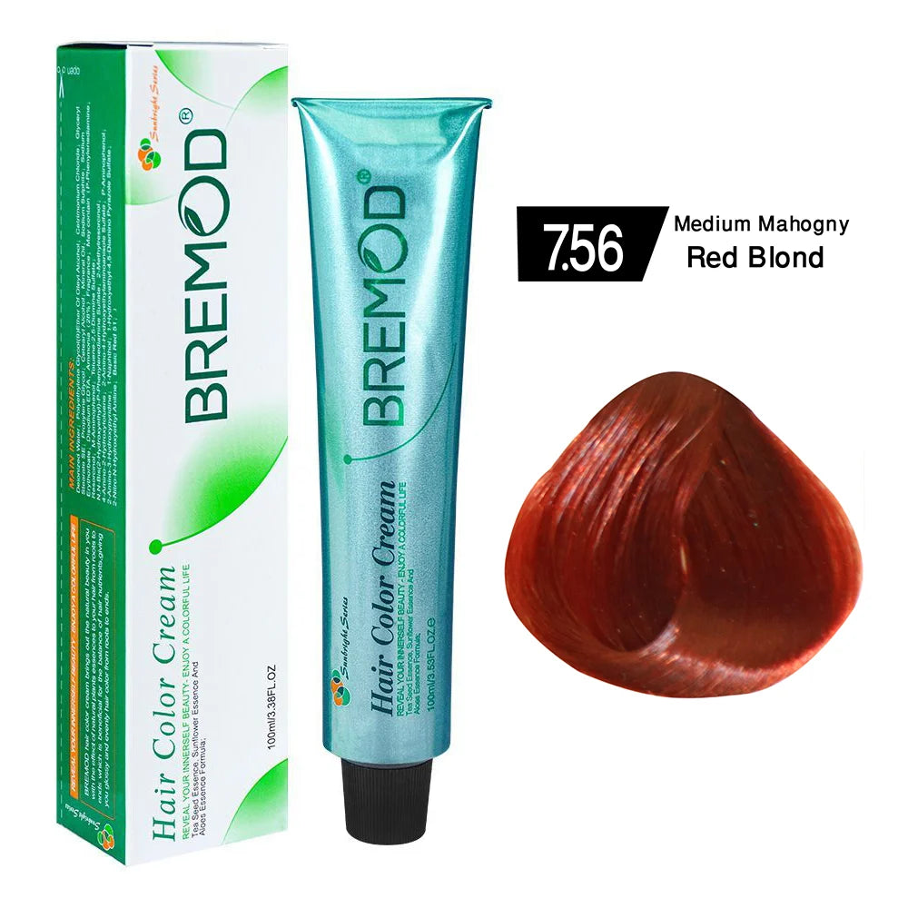 Bremod Hair Color Medium Mahogany Red Blond 7.56
