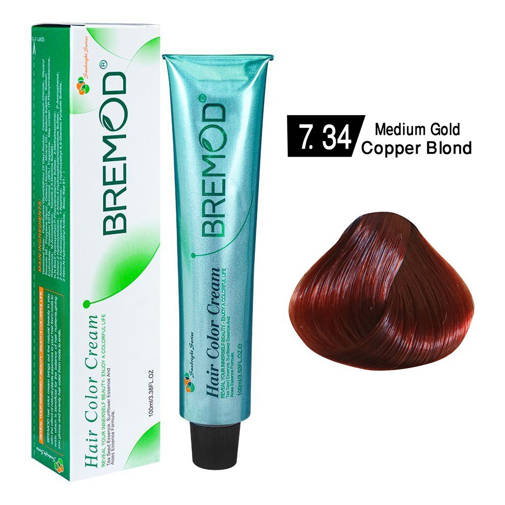 Bremod Hair Color Medium Gold Copper Blond 7.34