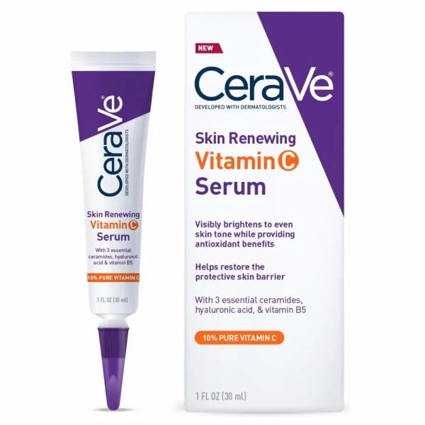 CeraVe Skin Renewing Vitamin C Serum 30 mL: Illuminate your skin with Vitamin C brilliance. Nourish and hydrate for a radiant complexion. Dermatologist-developed for all skin types.