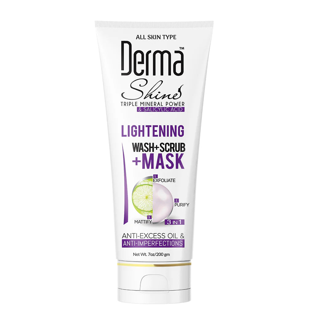 Derma Shines 3-in-1 Radiance Boost (200g): Illuminate with Wash, Scrub, Mask.