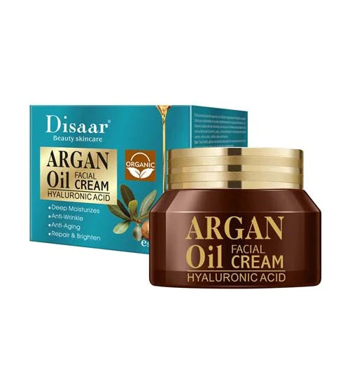 Indulge in luxury with Disaar Beauty Argan Oil Facial Cream. Nourish, hydrate, and unveil radiant skin with the essence of Argan oil in a convenient 50 mL jar.