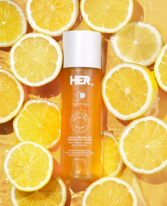 Her Beauty Bright b.a.e Daily Wakeup Radiance Tonic 150 mL: Awaken luminous beauty daily with this invigorating tonic. Elevate your skincare routine for a refreshed and radiant complexion.