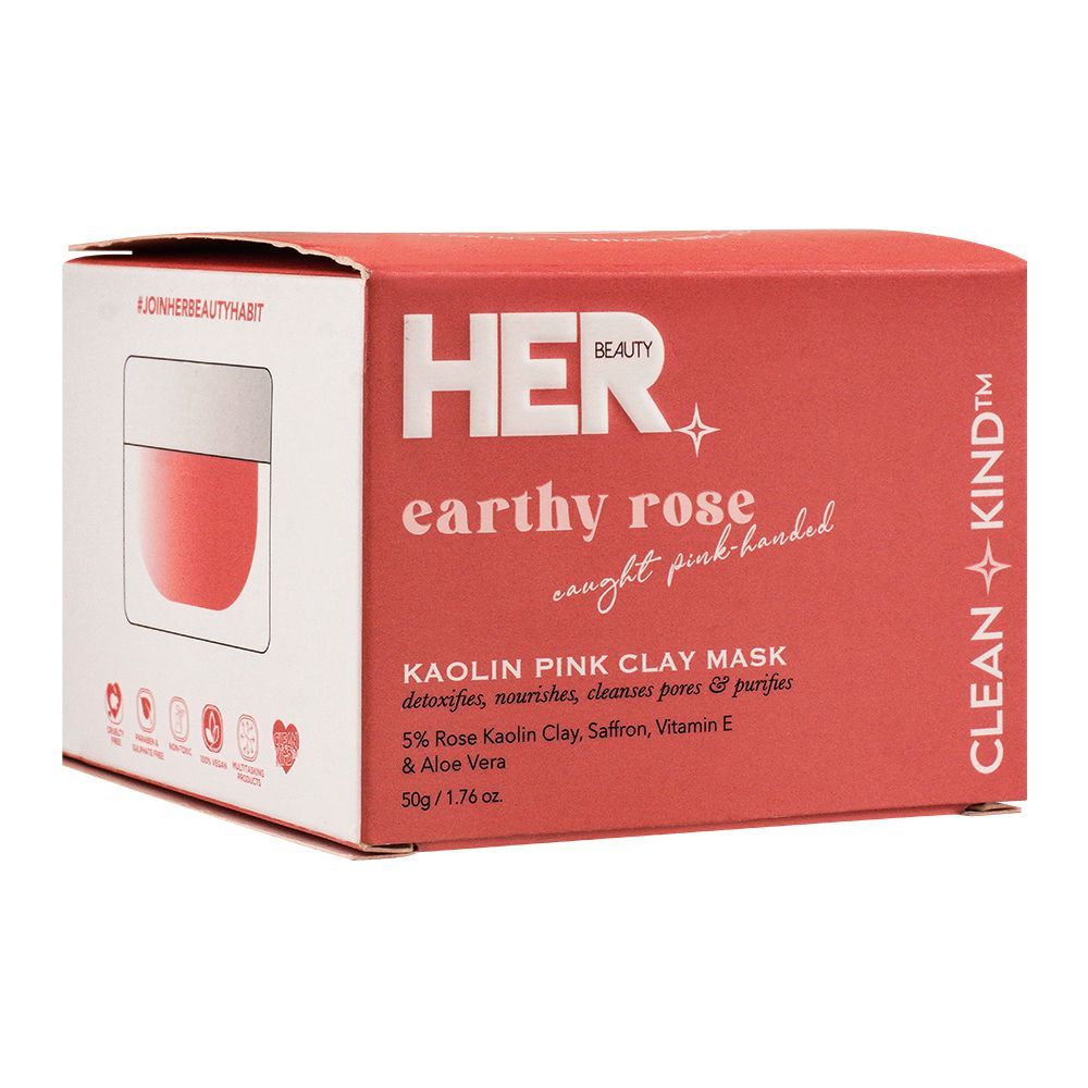 Her Beauty Kaolin Pink Clay Mask 50g: Unveil radiance with nature's touch. Experience the purifying and revitalizing benefits of pink clay for a refreshed and refined complexion.