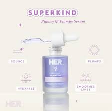 Her Beauty SuperKind Pillowy & Plumpy Serum 30 mL: Elevate your skin to new heights of plush radiance. Indulge in the velvety sensation of pillowy softness and experience the transformative allure of plump radiance.