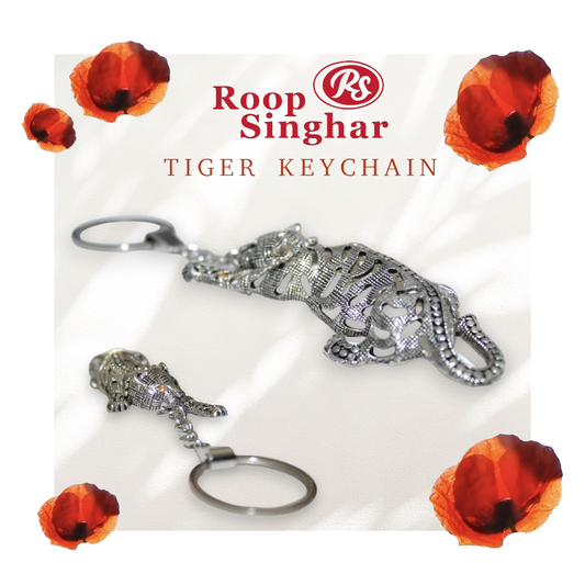Premium Tiger Antique Metal Keychain - Roop Singhar Online Store