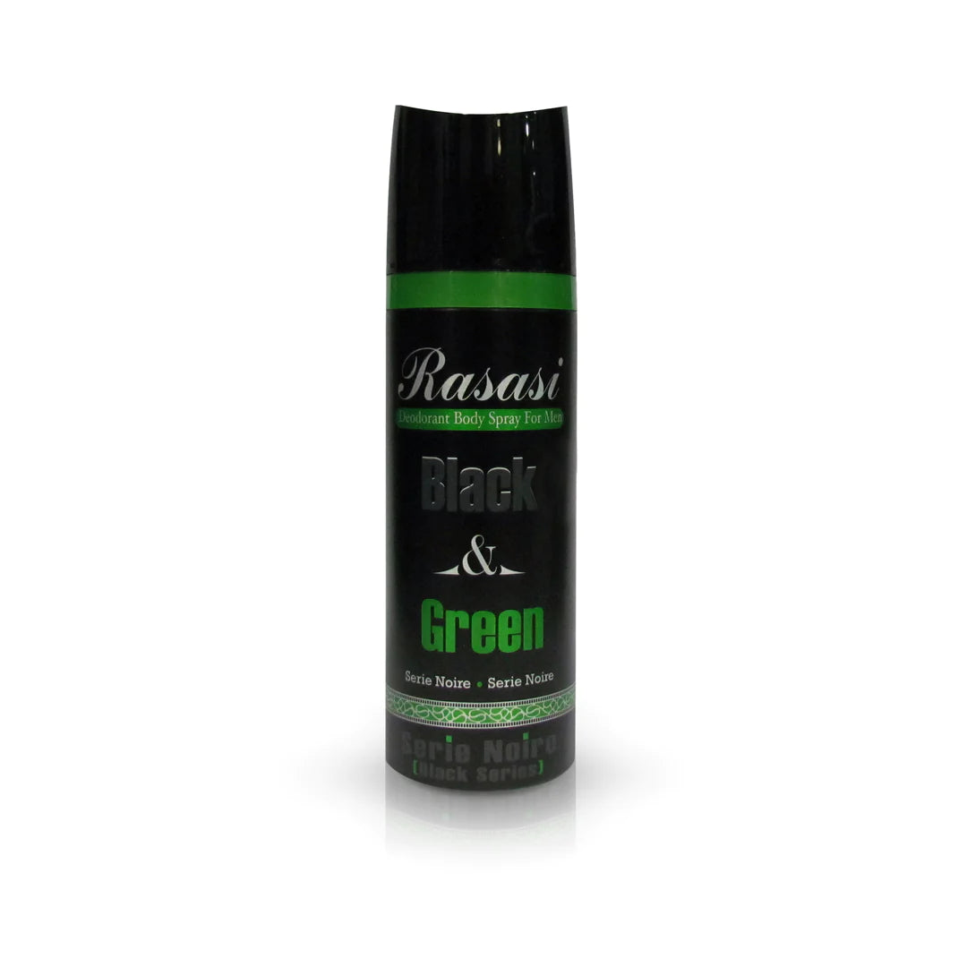 Rasasi Black & Green Deodorant - Bold Sophistication