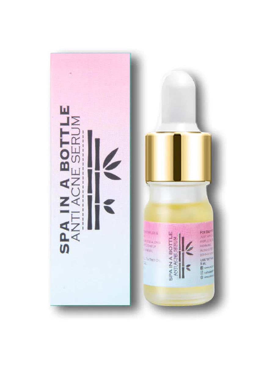 Spa in a Bottle Anti Acne Serum 5 mL: Targeted relief for clear, radiant skin. Your go-to solution for on-the-go blemish control.
