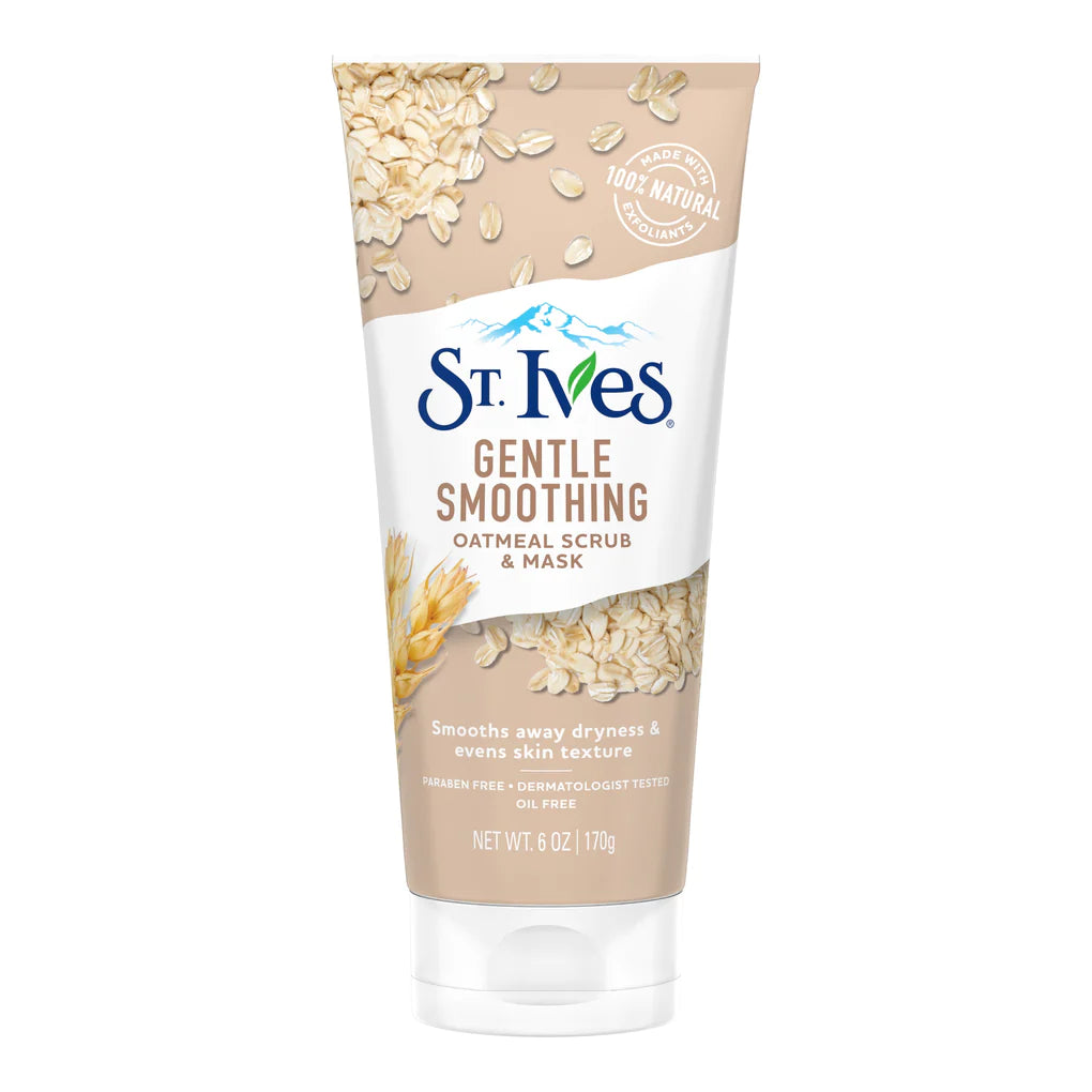 St. Ives Oatmeal Scrub & Mask: Silky, smooth skin awaits with natural exfoliation and soothing oatmeal.