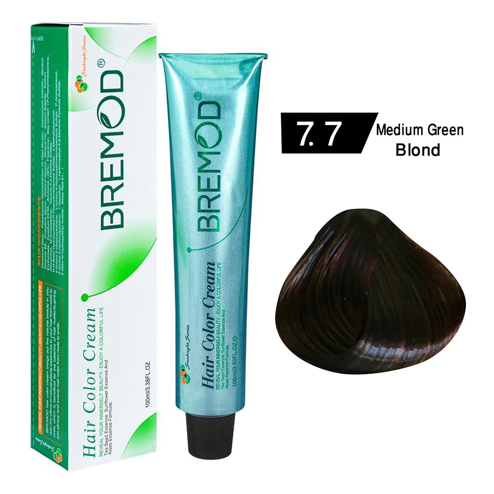 Bremod Hair Color Medium Green Blond 7.7