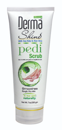 Derma Shine Pedi Scrub: Softens, smoothens, and revitalizes tired feet.